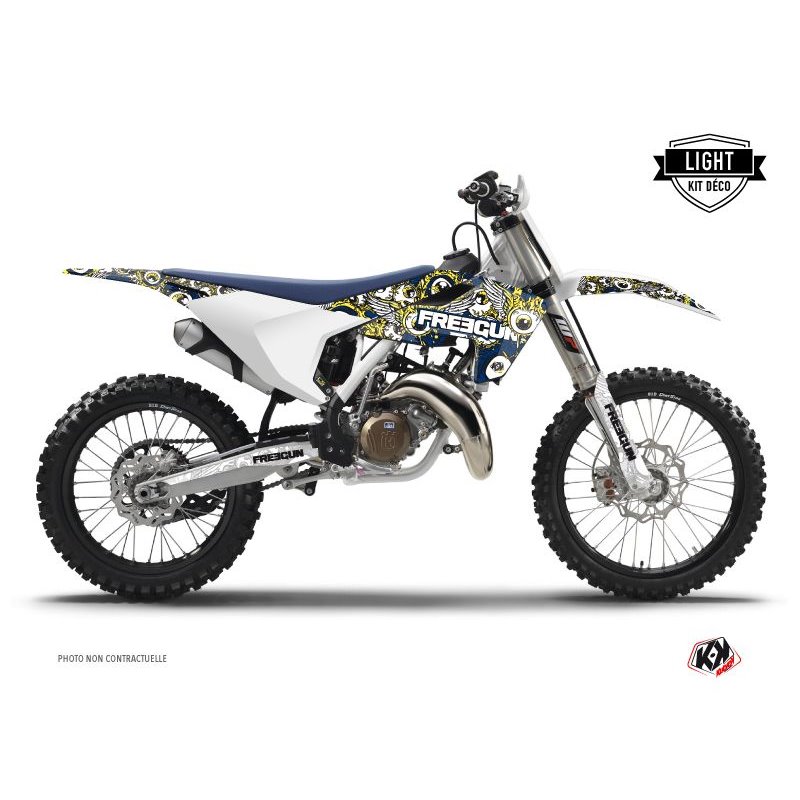 Kit Deco Moto Cross Freegun Eyed Husqvarna TC 125 Bleu Jaune