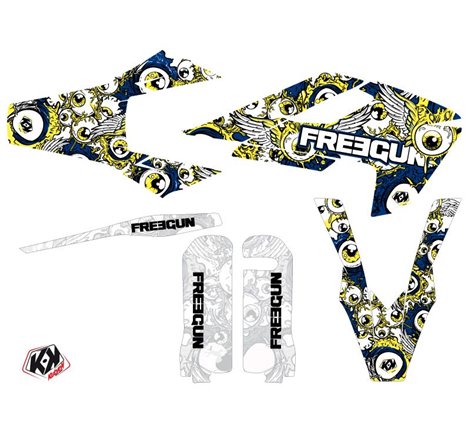 Kit Deco Moto Cross Freegun Eyed Husqvarna TC 125 Bleu Jaune
