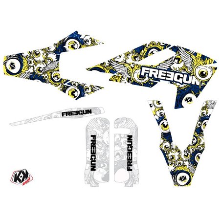 Kit Deco Moto Cross Freegun Eyed Husqvarna TC 125 Bleu Jaune