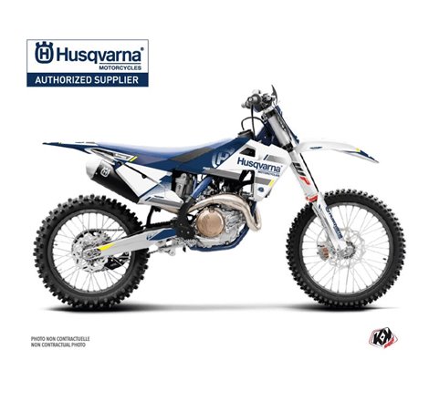 Kit Deco Moto Cross Split Husqvarna TC 125 Blanc Bleu