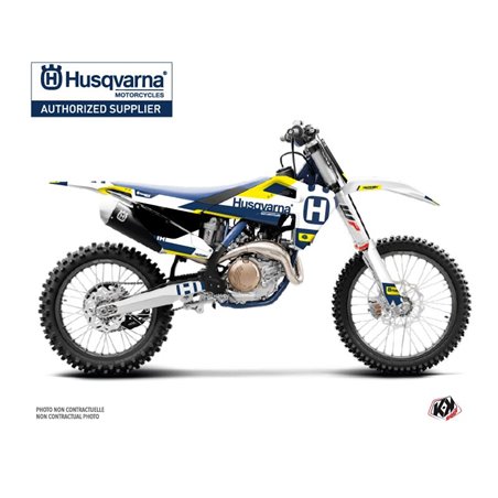 Kit Deco Moto Cross Block Husqvarna TC 125 Bleu Jaune