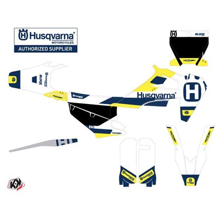 Kit Deco Moto Cross Block Husqvarna TC 125 Bleu Jaune