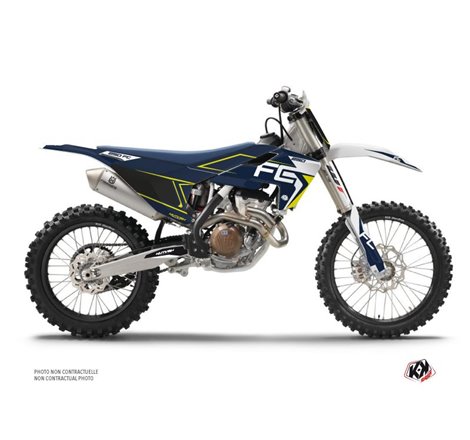 Kit Deco Moto Cross Halftone Husqvarna FC 250 Blanc Bleu