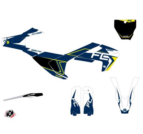 Kit Deco Moto Cross Halftone Husqvarna FC 250 Blanc Bleu