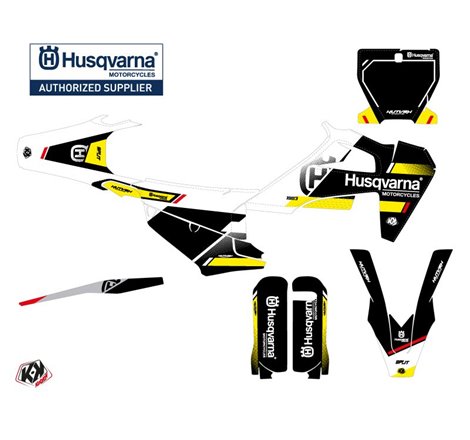 Kit Deco Moto Cross Split Husqvarna FC 250 Noir Jaune