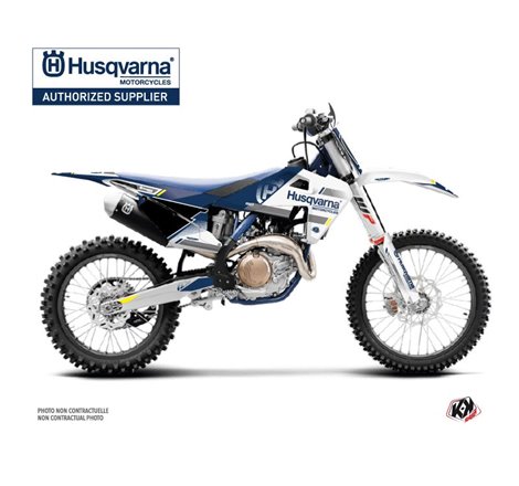 Kit Deco Moto Cross Split Husqvarna FC 250 Blanc Bleu