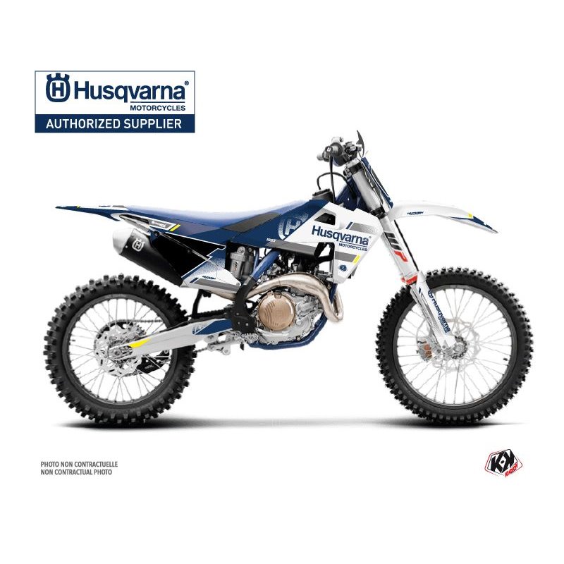 Kit Deco Moto Cross Split Husqvarna FC 250 Blanc Bleu