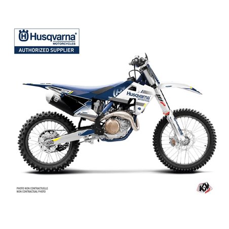 Kit Deco Moto Cross Split Husqvarna FC 250 Blanc Bleu