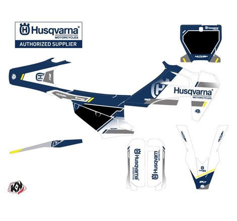 Kit Deco Moto Cross Split Husqvarna FC 250 Blanc Bleu