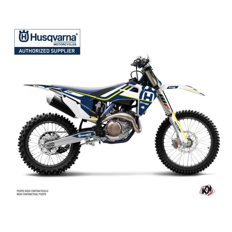 Kit Deco Moto Cross Heritage Husqvarna FC 350 Bleu Blanc