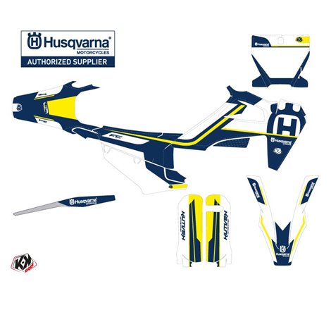 Kit Deco Moto Cross Heritage Husqvarna FC 350 Bleu Blanc