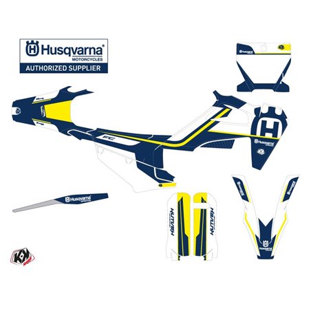 Kit Deco Moto Cross Heritage Husqvarna FC 350 Bleu Blanc