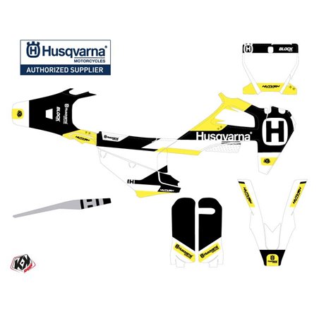 Kit Deco Moto Cross Block Husqvarna FC 350 Noir Jaune