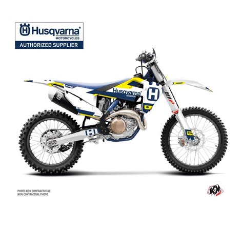 Kit Deco Moto Cross Block Husqvarna FC 350 Bleu Jaune