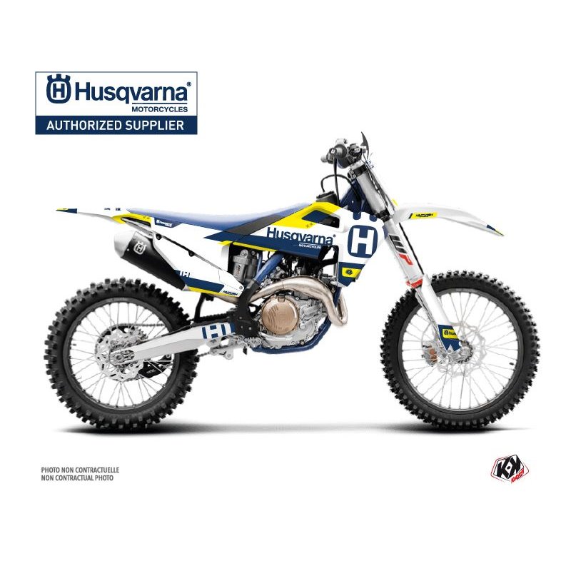 Kit Deco Moto Cross Block Husqvarna FC 350 Bleu Jaune