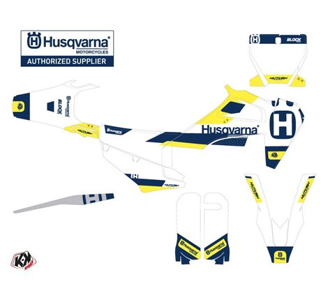 Kit Deco Moto Cross Block Husqvarna FC 350 Bleu Jaune