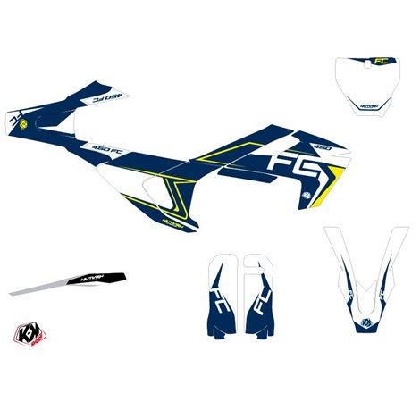 Kit Deco Moto Cross Halftone Husqvarna FC 450 Blanc Bleu