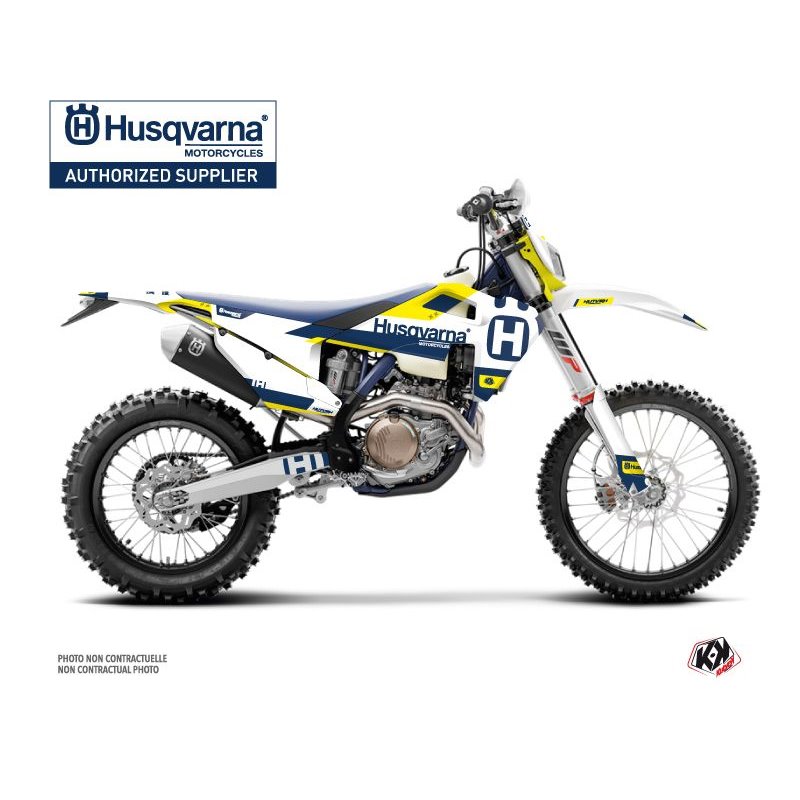 Kit Deco Moto Cross Block Husqvarna 125 TE Bleu Jaune