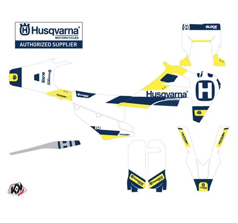 Kit Deco Moto Cross Block Husqvarna 125 TE Bleu Jaune