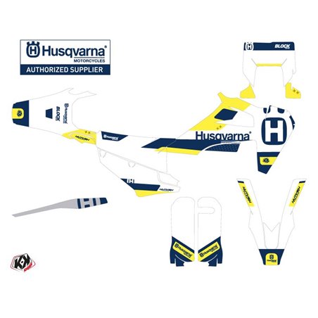 Kit Deco Moto Cross Block Husqvarna 125 TE Bleu Jaune