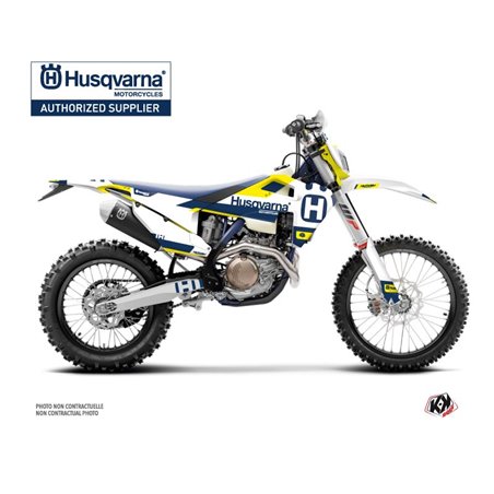 Kit Deco Moto Cross Block Husqvarna 125 TE Bleu Jaune