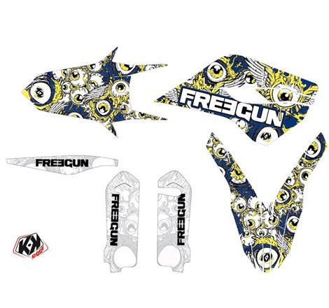 Kit Deco Moto Cross Freegun Eyed Husqvarna TC 250 Bleu Jaune