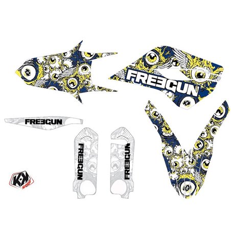 Kit Deco Moto Cross Freegun Eyed Husqvarna TC 250 Bleu Jaune