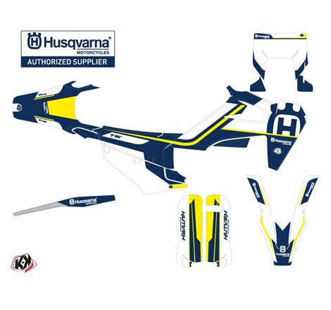 Kit Deco Moto Cross Heritage Husqvarna 300 TE Bleu Blanc