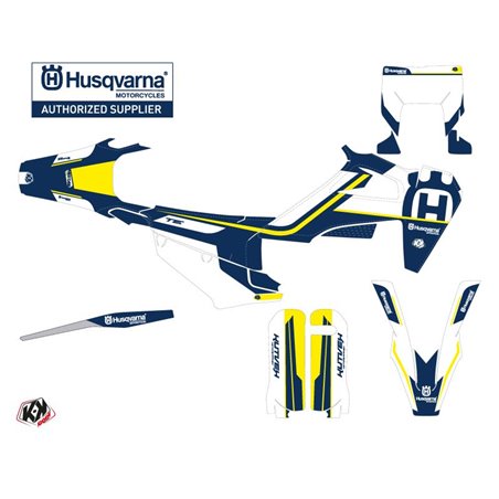 Kit Deco Moto Cross Heritage Husqvarna 300 TE Bleu Blanc