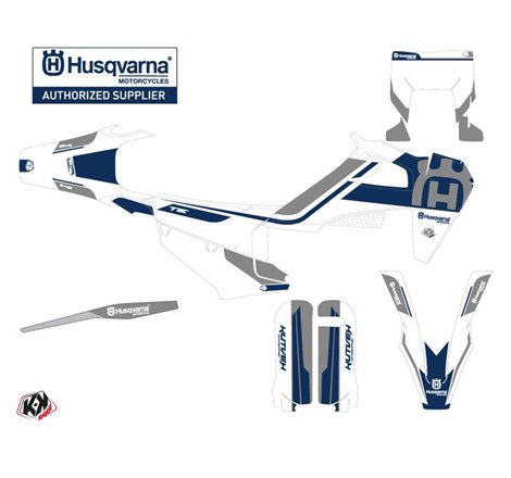 Kit Deco Moto Cross Heritage Husqvarna 300 TE Blanc Gris