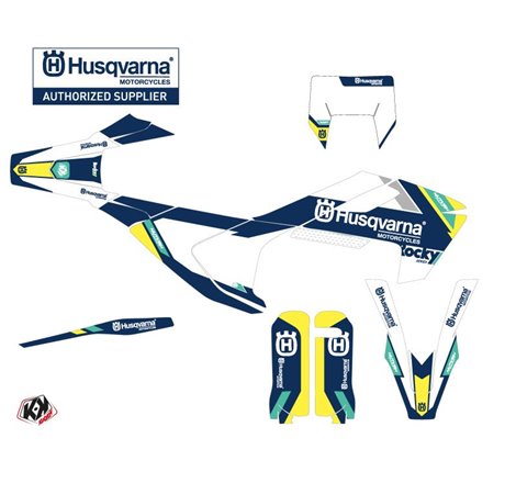 Kit Deco Moto Cross Rocky Husqvarna 300 TE Bleu