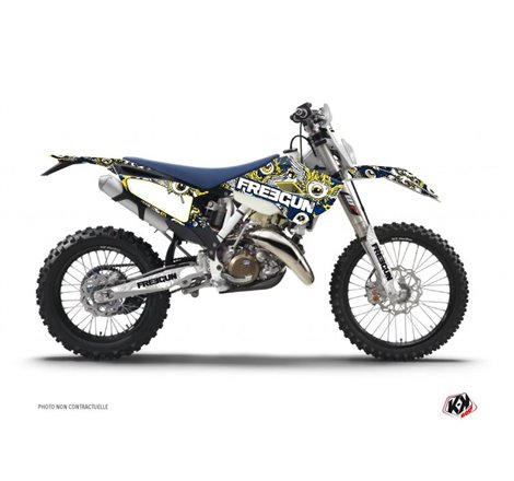 Kit Deco Moto Cross Freegun Eyed Husqvarna 300 TE Bleu Jaune