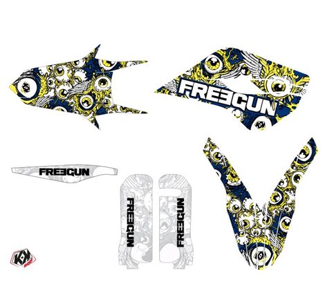 Kit Deco Moto Cross Freegun Eyed Husqvarna 501 FE Bleu Jaune