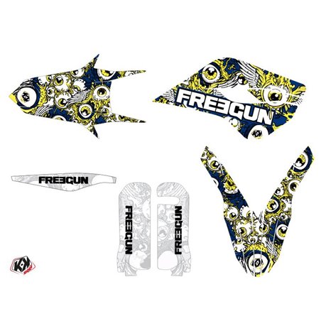 Kit Deco Moto Cross Freegun Eyed Husqvarna 501 FE Bleu Jaune