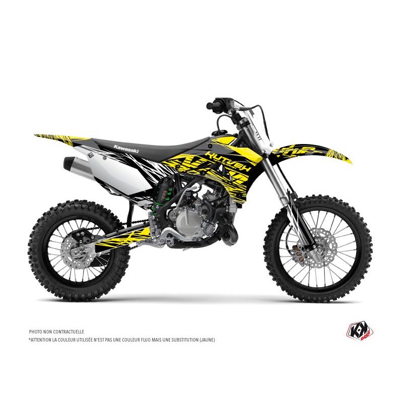 Kit Deco Moto Cross Eraser Fluo Kawasaki 110 KLX Jaune