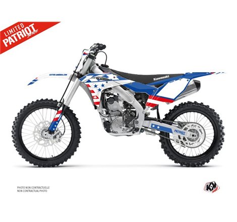 Kit Deco Moto Cross Patriot Kawasaki 250 KXF Bleu
