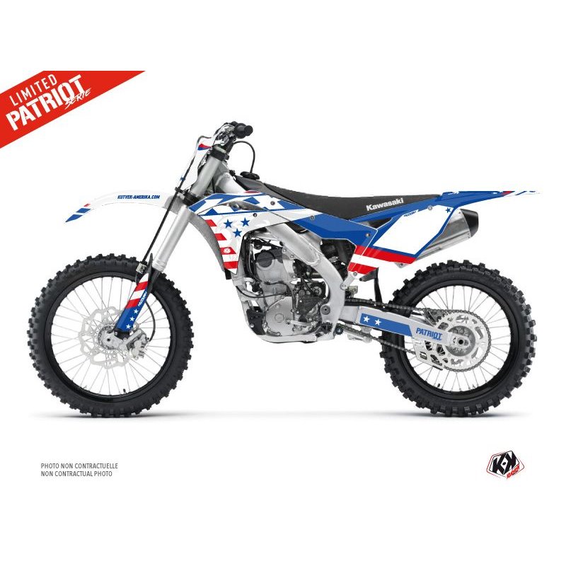 Kit Deco Moto Cross Patriot Kawasaki 250 KXF Bleu