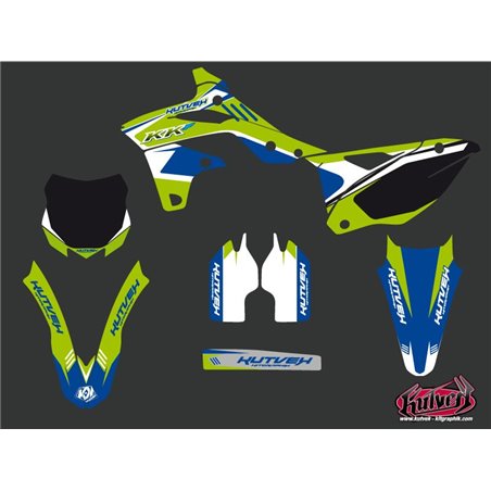 Kit Deco Moto Cross Chrono Kawasaki 250 KXF Bleu