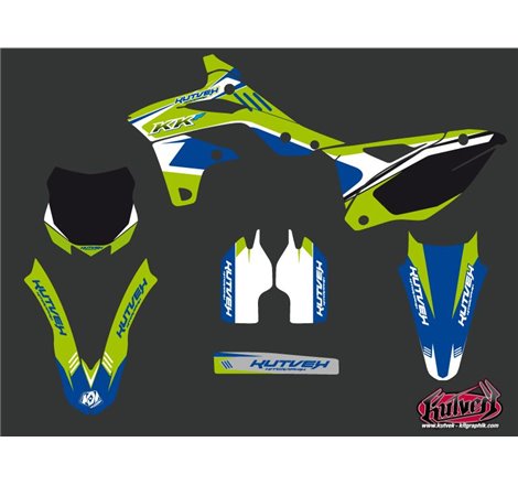 Kit Deco Moto Cross Chrono Kawasaki 250 KXF Bleu