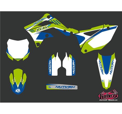 Kit Deco Moto Cross Chrono Kawasaki 450 KXF Bleu