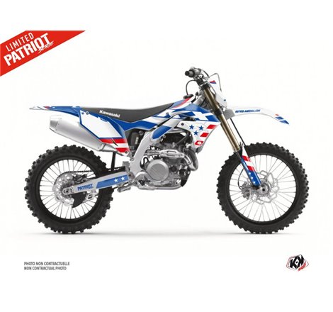Kit Deco Moto Cross Patriot Kawasaki 450 KXF Bleu
