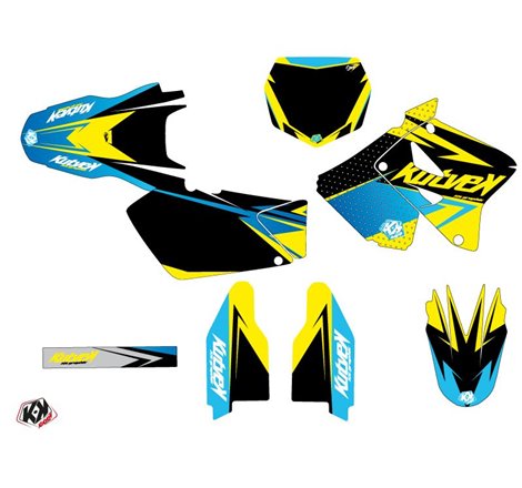 Kit Deco Moto Cross Stage Suzuki 125 RM Jaune Bleu