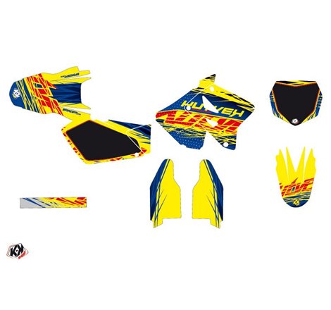 Kit Deco Moto Cross Eraser Suzuki 125 RM Bleu Jaune