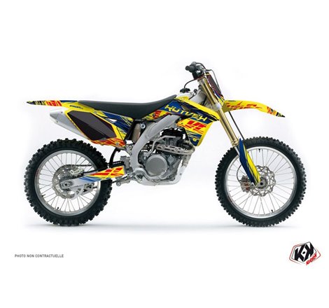 Kit Deco Moto Cross Eraser Suzuki 250 RMZ Bleu Jaune