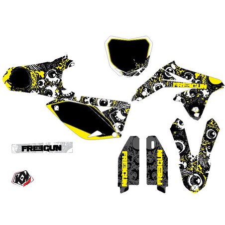 Kit Deco Moto Cross Freegun Eyed Suzuki 250 RMZ Jaune