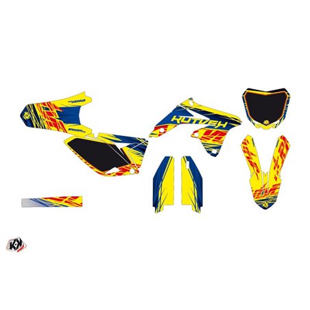 Kit Deco Moto Cross Eraser Suzuki 250 RMZ Bleu Jaune