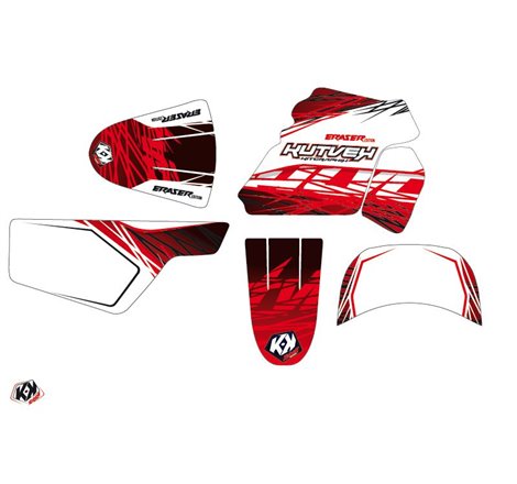 Kit Deco Moto Cross Eraser Yamaha PW 50 Rouge Blanc