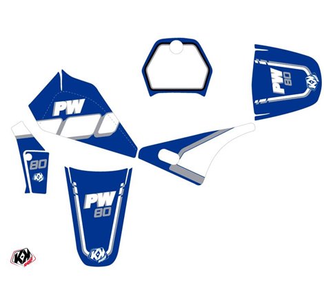 Kit Deco Moto Cross Vintage Yamaha PW 80 Bleu