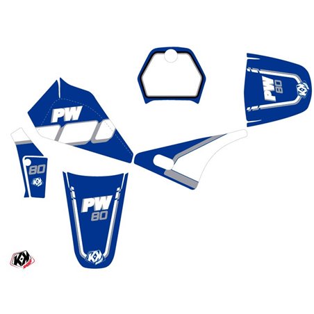 Kit Deco Moto Cross Vintage Yamaha PW 80 Bleu