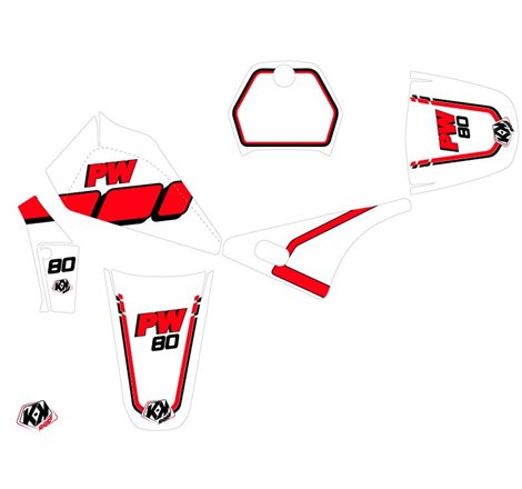Kit Deco Moto Cross Vintage Yamaha PW 80 Rouge